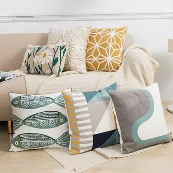 Холст в скандинавском стиле с вышивкой наволочка, украшение для дивана, наволочки 45x45 см/30x50 см