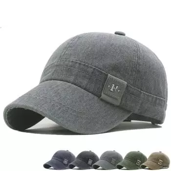 Холстовая бейсболка, мужская кепка с короткими полями, весна-лето, уличная солнцезащитная шляпа от солнца чёрный