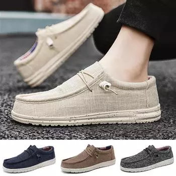 Холстовая повседневная обувь для мужчин, удобная обувь для прогулок на открытом воздухе, обувь на плоской подошве, лоферы 40 чёрный
