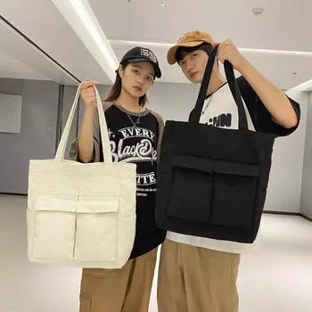 Холстовая сумка через плечо, ручная сумка, большая сумка для мужчин и женщин, студентов для занятий белый