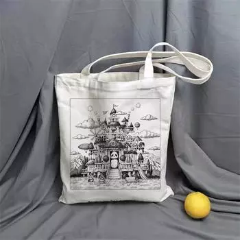 Холстовая сумка Kawaii Harajuku с рисунком, сумка для покупок, сумка через плечо с принтом, сумка для покупок, повседневная модная сумка. 24*26cm