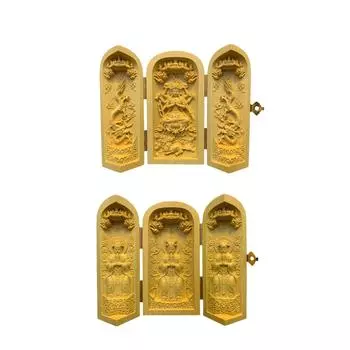 Holy Statue Wood Figurine Wooden Carving Home Decor Fengshui Sculpture, Carved Ornament for Table Bedroom Living Room