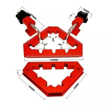 Holzbearbeitung rechtwinkliges Lineal 90° Positionierungsklotz - Dreiecksbefestigungsklammer 2er Set, Hilfspositionierer красный