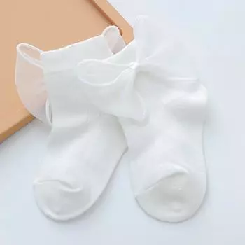 Home Baby Princess Socks Korean Edition Trendy Girls Socks Children s Lace Socks Bow Baby Cotton Socks For Girls 6 to 12M