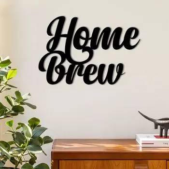 Home Brew Metal Wall Sign – Stylish Kitchen Dcor, Word Sign for Man Cave, and Living RoomPerfect for Beer Enthusiasts светло-зеленый
