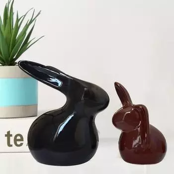 Керамические фигурки кроликов для домашнего декора (Набор из 2 шт., черный и коричневый)
