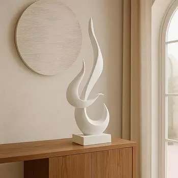 Home Dcor Fire Shape Table Decorating Matte Finish Ceramic Figures - (White)