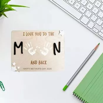 Home Decor, Mother s Day Wooden Plaque DIY Handprint Souvenir Decoration One Size