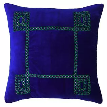 Home Decor Throw Lace Work Blue Velvet Pillow Чехол на подушку Выберите размер 12 x 12 Inches королевский синий