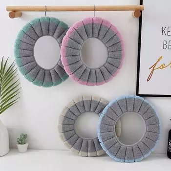 Home Decor Washable Thickened Soft Cushion Pads Winter Warm Toilet Seat Case Toilet Mat Cover Blue-A