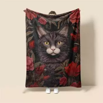 Home decoration plush Throw Sofa blanket Anime animals Bedspread on the bed fluffy soft blankets decor Plaid Modern cat black 30x40in