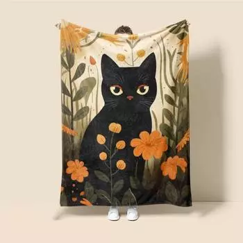 Home decoration plush Throw Sofa blanket Anime animals Bedspread on the bed fluffy soft blankets decor Plaid Modern cat black 30x40in