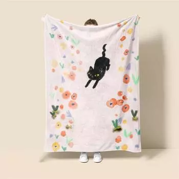 Home decoration plush Throw Sofa blanket Anime animals Bedspread on the bed fluffy soft blankets decor Plaid Modern cat black 30x40in