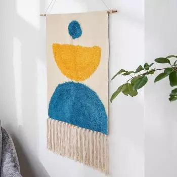 Home Decorrtion Настенный гобелен в технике макраме с кисточками из хлопка, тканый вручную, бохо, геометрический, художественный фон, тканевый гобелен 50x90cm