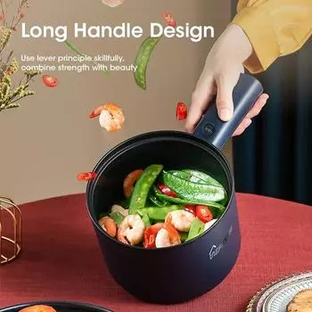 Home Electric Rice Cooker Multifunctional Hotpot Mini Cooking Pot with Adjustable Handle Kitchen Stew Pot Stir Fry Pot 220V EU синий