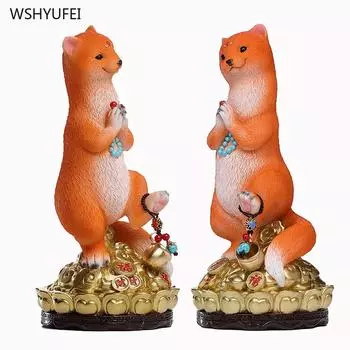 Home Feng Shui Ornament Wong Tai Sin Authentic Ornament Office desktop decorations Home worship of yellow weasels gift 1pcs