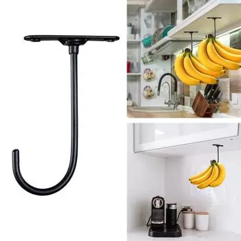 Home Hook Nail-free Easy Installation Sturdy Anti-rust Lightweight Space Saving Iron Banana Holder Storage Hook Kitchen Tools чёрный