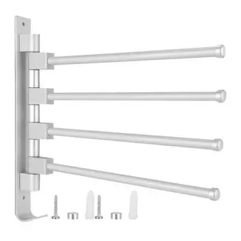 Home Hotel Bathroom Space Aluminum Moveable Multiple Rod Towel Rack Holder Storage OrganizerBlack 3