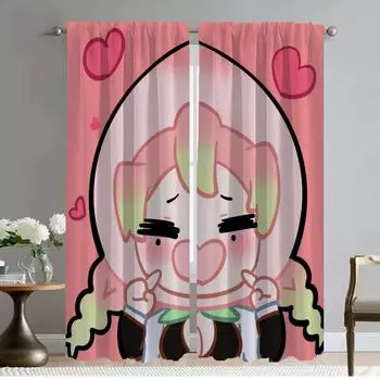 Home Interior Curtains 2 Pieces Demon Slayer Curtains Child Room Blackout Curtain for Room 2 Panel Shades Partition Living W50xH70cmx2pcs-CL
