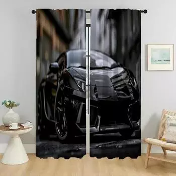 Home Interior Curtains 2 Pieces L-amborghinis Blackout Curtains for Living Room Curtain Partition Halloween Decoration Shades W50xH70cmx2pcs-CL