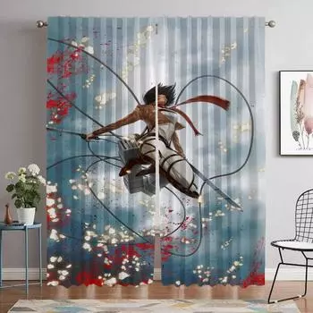 Home Interior Curtains for Camera Attack on Titan Shades Blackout Curtain for Room 2 Panel Partition Halloween Decoration Living W50xH70cmx2pcs-CL
