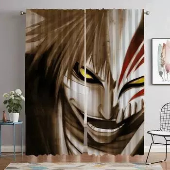 Home Interior Curtains for Camera BLEACH Window Curtain for Room 2 Panel Halloween Decoration Partition Shades Living Kitchen W50xH70cmx2pcs-CL