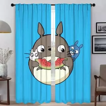 Home Interior Curtains for Camera TotoroS Elegant Room Curtains 2 Pieces Tulle for Bedroom Shades Blackout Curtain Partition W50xH70cmx2pcs-CL