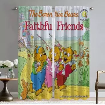 Home Interior Curtains for Living Room Berenstain Bears Window Curtain Halloween Decoration Tulle for Bedroom Shades Partition W50xH70cmx2pcs-CL