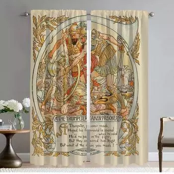 Home Interior Curtains for Living Room Curtain Baby Own Aesop Halloween Decoration Partition Kitchen Curtains 2 Pieces Shades W50xH70cmx2pcs-CL