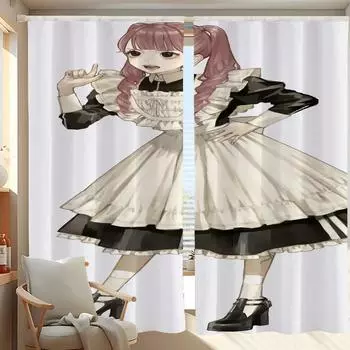 Home Interior Kitchen Curtains for Living Room 2 Pieces Blackout Curtains Door Curtain M-maid-d Partition Bedroom Decoration W50xH70cmx2pcs-CL