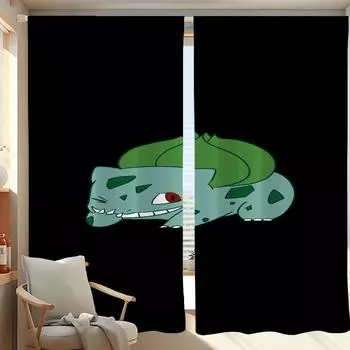 Home Interior Kitchen Curtains for Living Room 2 Pieces Blackout Curtains Door Curtain P-pokemon-n Partition Bedroom Decoration W50xH70cmx2pcs-CL