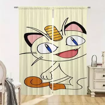Home Interior Kitchen Curtains for Living Room 2 Pieces Blackout Curtains Door Curtain P-pokemon-n Partition Bedroom Decoration W50xH70cmx2pcs-CL