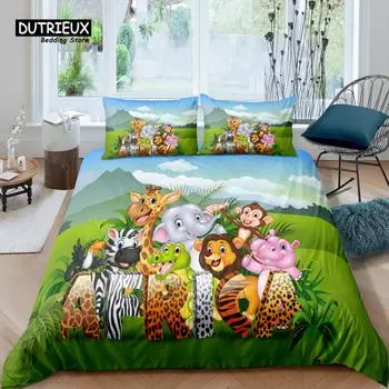 Home Living Luxury 3D Animals Bedding Set Comfortable Duvet Cover Set Kids Bedding Set Queen and King EU/US/AU/UK Size US Queen(228x228cm)
