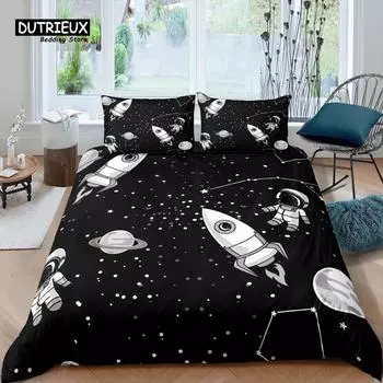 Home Living Luxury 3d Astronaut Bedding Set Universe Duvet Cover Set Pillowcase Kids Bedding Set Queen and King EU/US/AU/UK Size EU single(135x200cm)