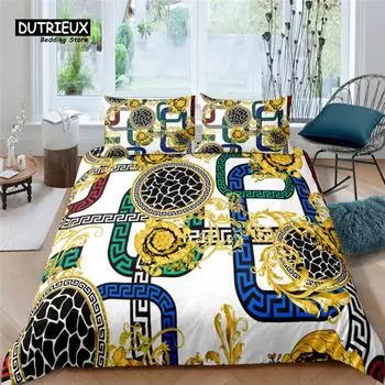 Home Living Luxury 3D Baroque Bedding Set Comfortable Duvet Cover Set Kids Bedding Set Queen and King EU/US/AU/UK Size US Queen(228x228cm)