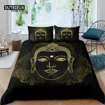 Home Living Luxury 3D Buddha Bedding Set Girls Duvet Cover Set Pillowcase Kids Bedding Set Queen and King EUUSAUUK Size 70x133cm 2pcs