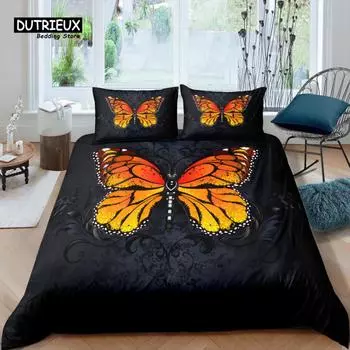 Home Living Luxury 3D Butterfly Bedding Set Girl Duvet Cover Set Pillowcase Kids Bedding Set Queen and King EU/US/AU/UK Size EU single(135x200cm)