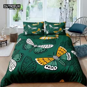 Home Living Luxury 3D Butterfly Print Bedding Set Bohemia Duvet Cover Pillowcase Queen and King EU/US/AU Size Polyester Bedding EU single(135x200cm)