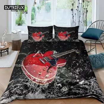 Home Living Luxury 3D Cello Music Print Bedding Set Duvet Cover Pillowcase Kids Bedding Set Queen and King EUUSAUUK Size EU Single 135x200cm