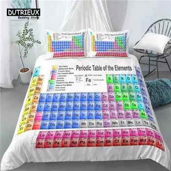 Home Living Luxury 3D Chemistry Element Table Print Comfortable Duvet Cover PillowCase Bedding Sets Queen King EU/US/AU Size EU single(135x200cm)
