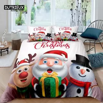 Home Living Luxury 3D Christmas Bedding Set Duvet Cover Pillowcase Kids Bedding Set Queen and King EU/US/AU/UK Size EU single(135x200cm)