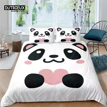 Home Living Luxury 3D Cut Panda Bedding Set Comfortable Duvet Cover Set Kids Bedding Set Queen and King EU/US/AU/UK Size EU single(135x200cm)