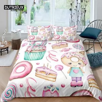 Home Living Luxury 3D Donut Bedding Set Girl Duvet Cover Set Pillowcase Kids Bedding Set Queen and King EU/US/AU/UK Size EU single(135x200cm)