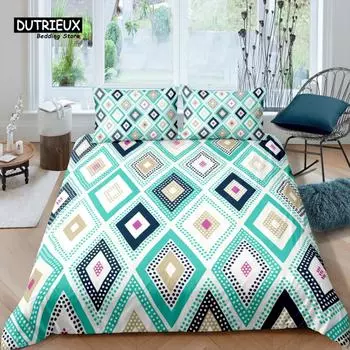 Home Living Luxury 3D Doodle Rhombus Bedding Set Smiley Duvet Cover Pillowcase Queen and King EU/US/AU/UK Size Comforter Bedding EU single(135x200cm)