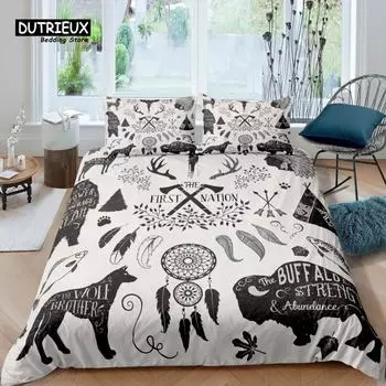 Home Living Luxury 3D Dreamcatcher Bedding Set Kids Duvet Cover Pillowcase Elk Bedding Set Queen and King EU/US/AU/UK Size EU single(135x200cm)