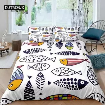 Home Living Luxury 3D Fish Bedding Set Tropical Fish Duvet Cover Pillowcase Queen and King EUUSAUUK Size Comforter Bedding EU Single 135x200cm