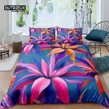 Home Living Luxury 3D Flower Bedding Set Poppy Duvet Cover Pillowcase Queen and King EU/US/AU/UK Size Comforter Bedding Sets EU single(135x200cm)