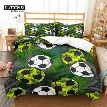 Home Living Luxury 3D Football Print 2/3Pcs Comfortable Duvet Cover PillowCase Bedding Sets Queen and King EU/US/AU Size EU single(135x200cm)