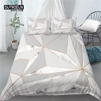 Home Living Luxury 3D Geometric Marble Print 2/3Pcs Comfortable Duvet Cover PillowCase Bedding Sets EU/US/AU Size EU single(135x200cm)
