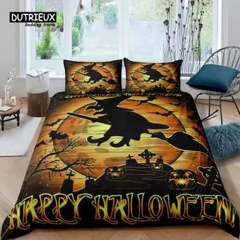 Home Living Luxury 3d Halloween Bedding Set Duvet Cover Set Pillowcase Kids Bedding Set Queen and King EU/US/AU/UK Size EU single(135x200cm)